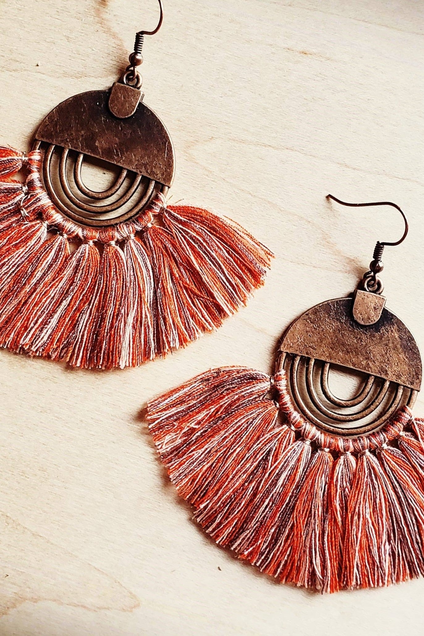 Fan Tassel Earrings- Terra Cotta