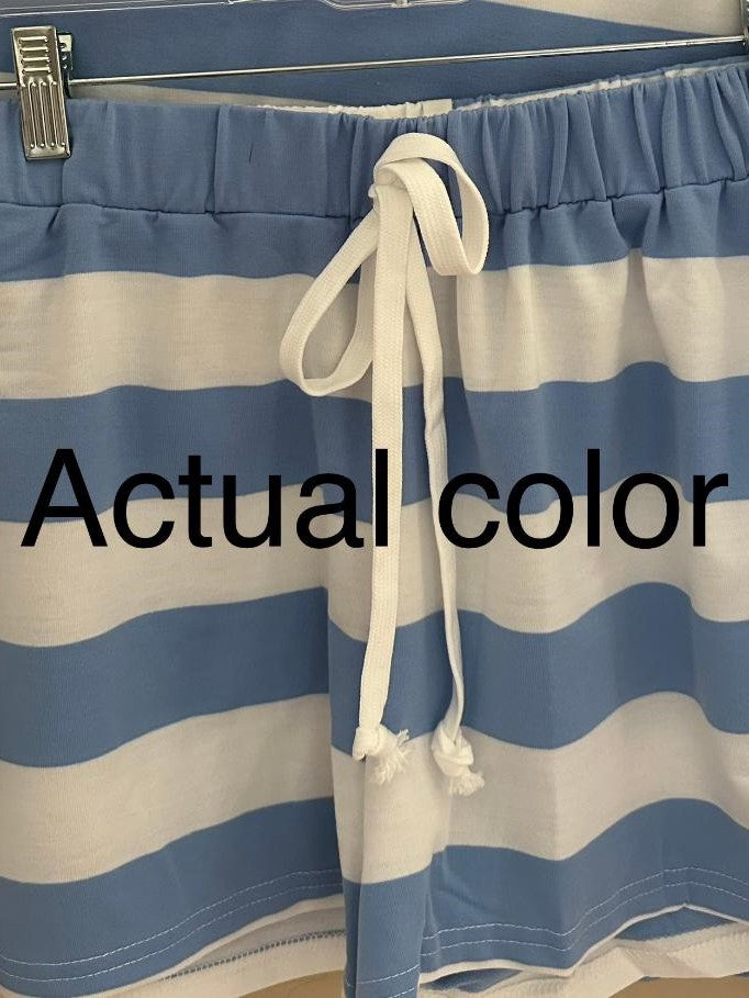 Striped Short Set- Blue