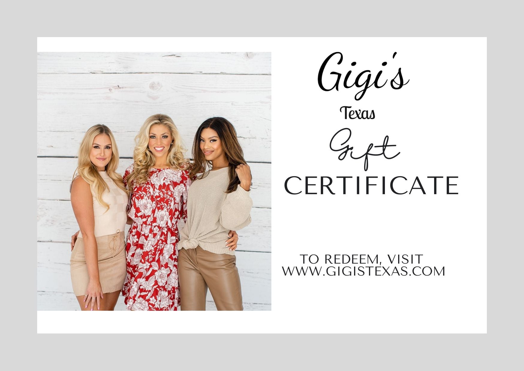 Gigi's Texas gift card